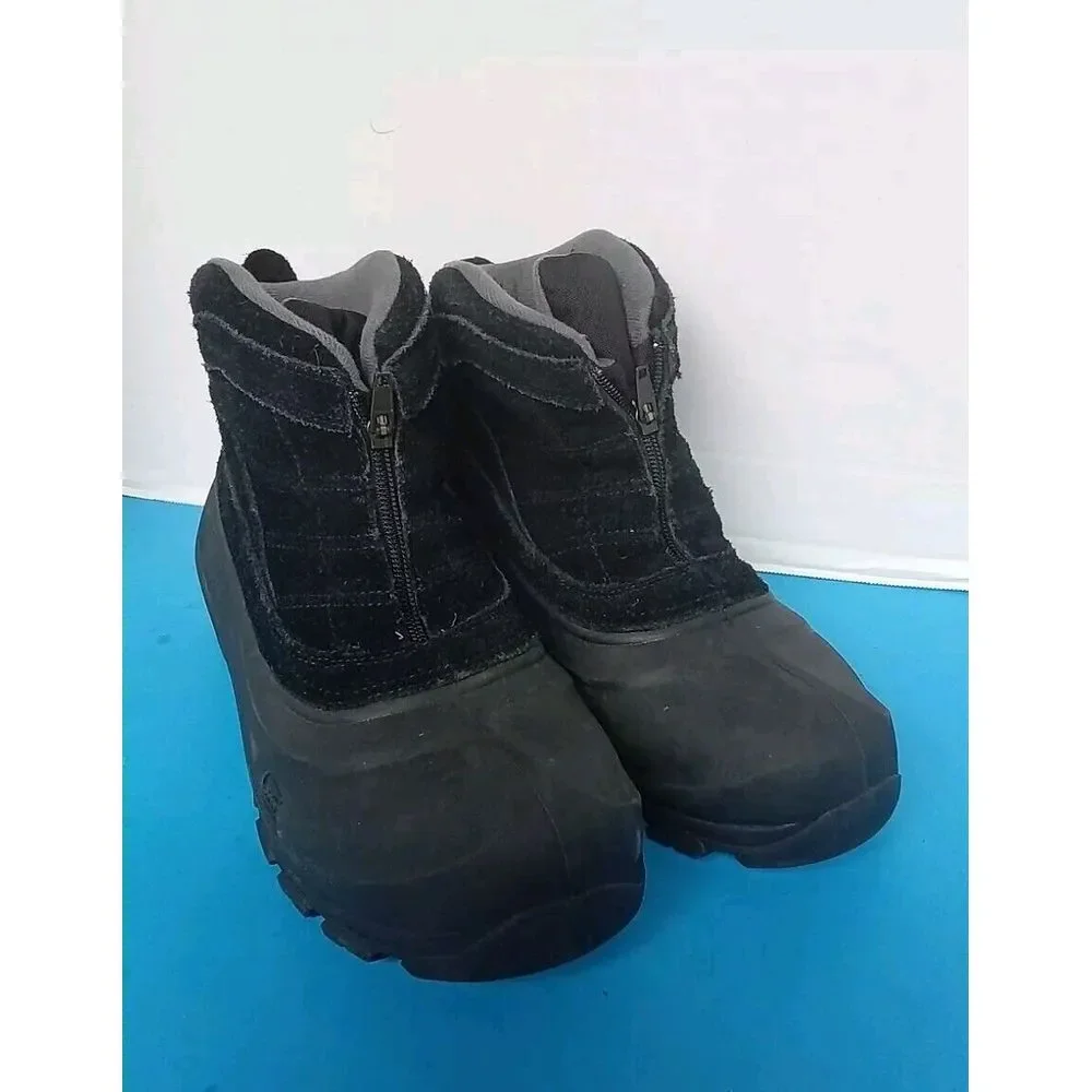 Winter Snow‎ Boots Waterproof Insulated Zip-Up Ankle Boots Black Outdoor Hiking
